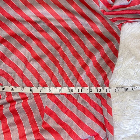 Vintage 80s Timely Trends Sheath Dress Size 9 MEDIUM Red Gray Stripe Puff Sleeve - Picture 8 of 10